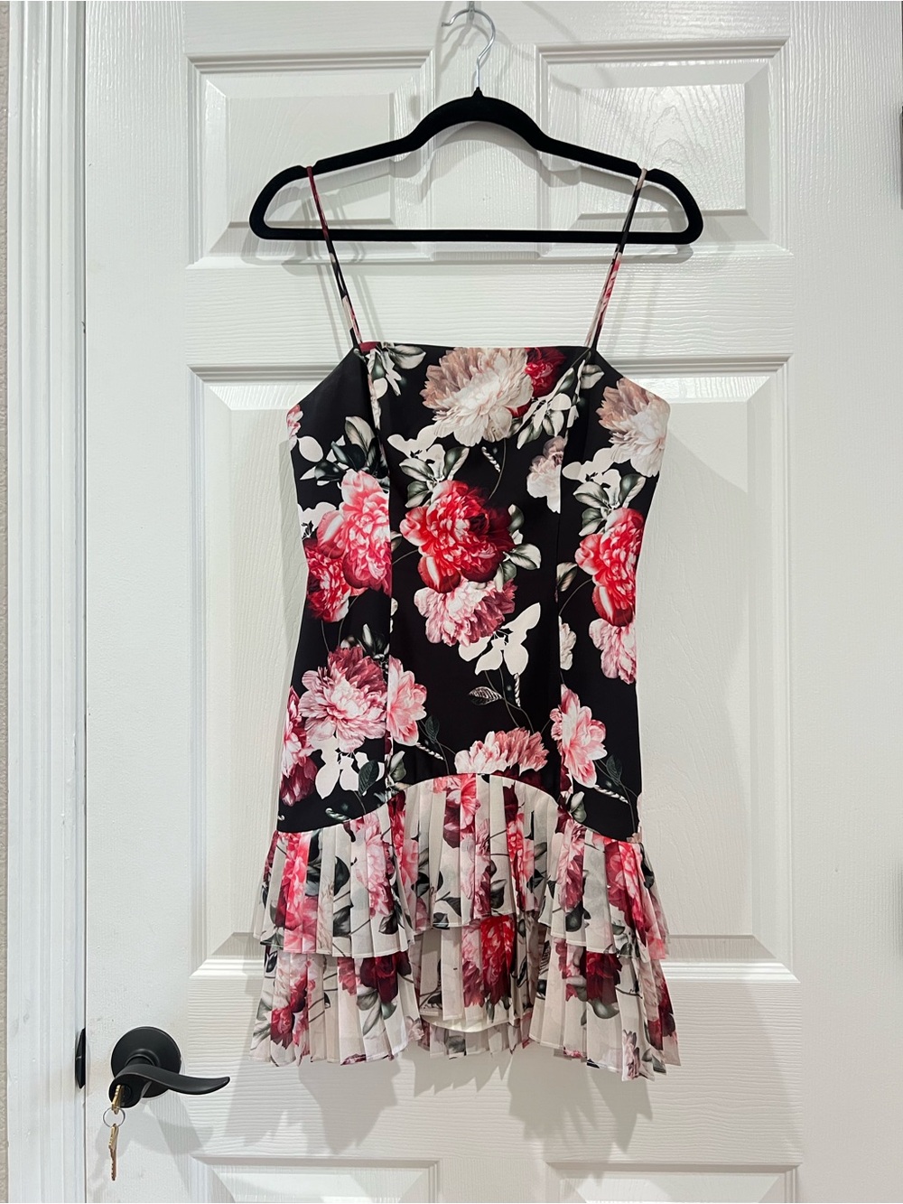 Fame & Partners x Free People Floral Pleated Tiered Mini Dress Size US 4 / AUS 8